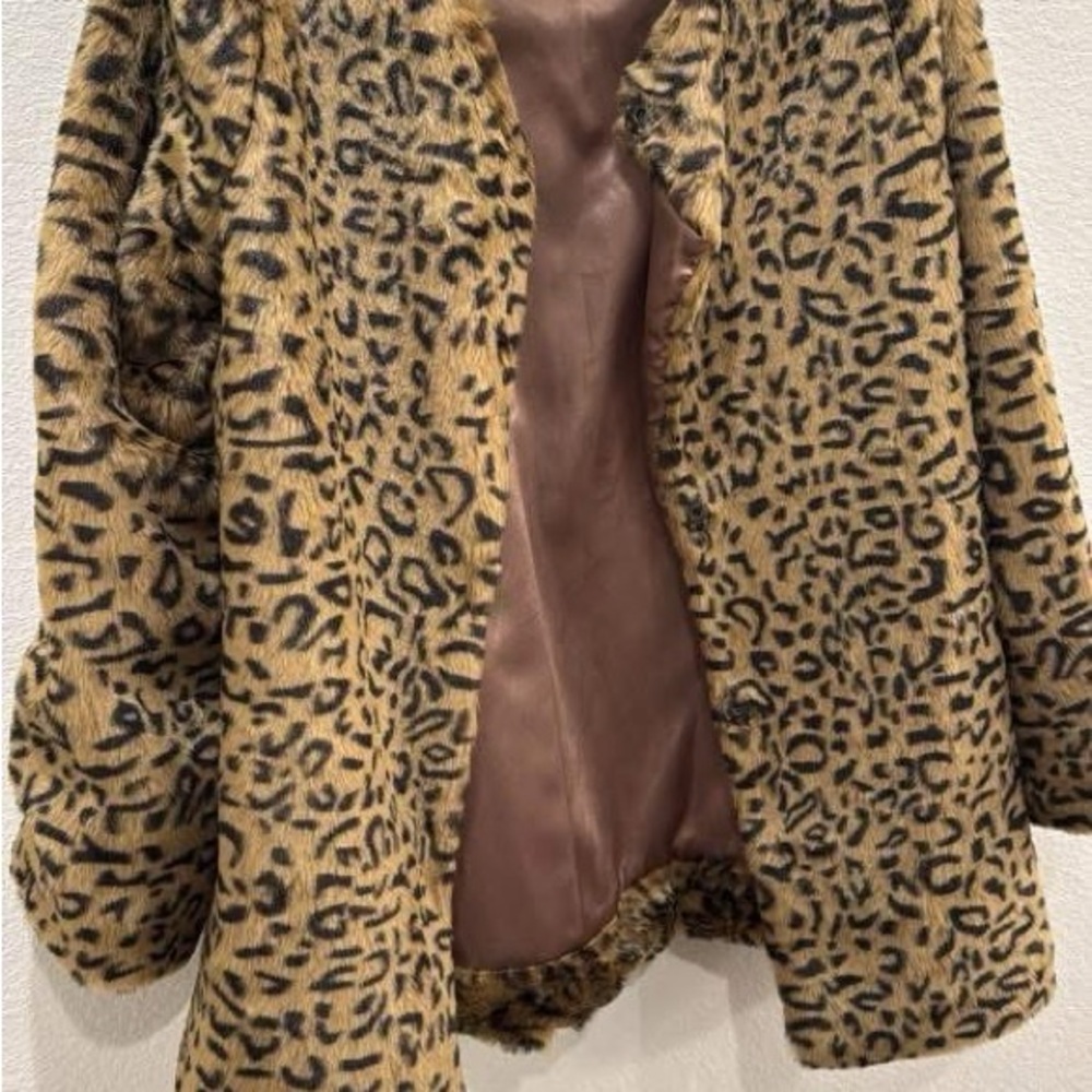 Leopard Print Faux Fur Jacket